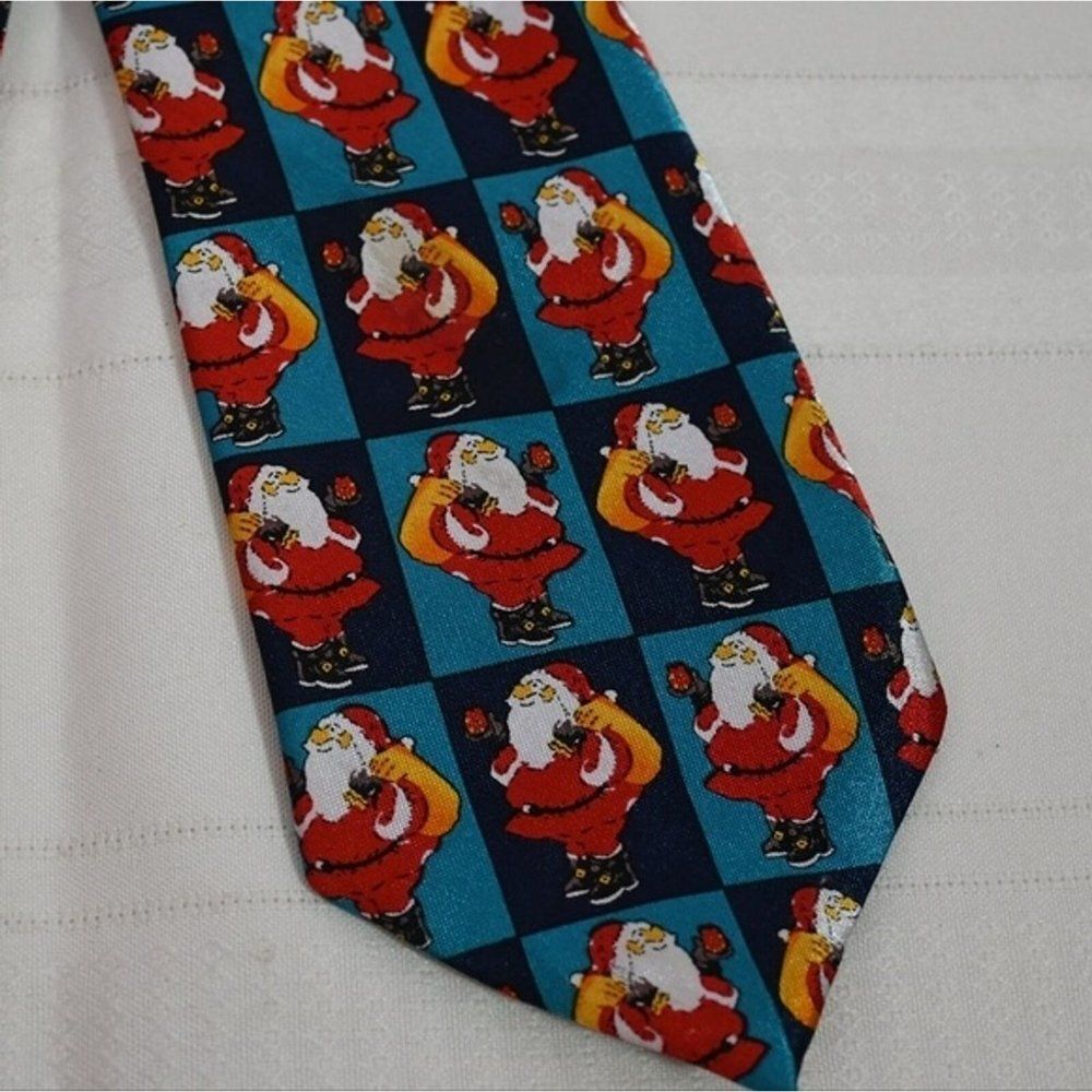 Funtyme Christmas Santa Print Neck Tie 54 Long - Picture 3 of 7